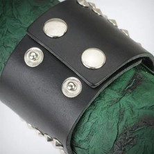 Wide cone studded leather bracelet
