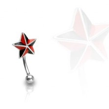 Eyebrow ring - black and red star