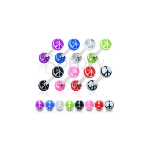 Tongue barbell - piece symbol balls, various colors