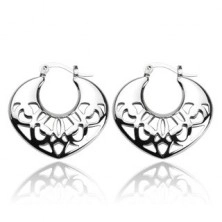 Earrings made of 316L steel in silver colour - cutout hearts