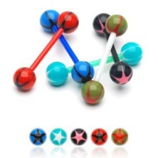 Tongue barbell - two tone stars