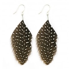 Feather earrings - black and white dots