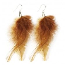 Feather earrings - two brown-yellow feathers