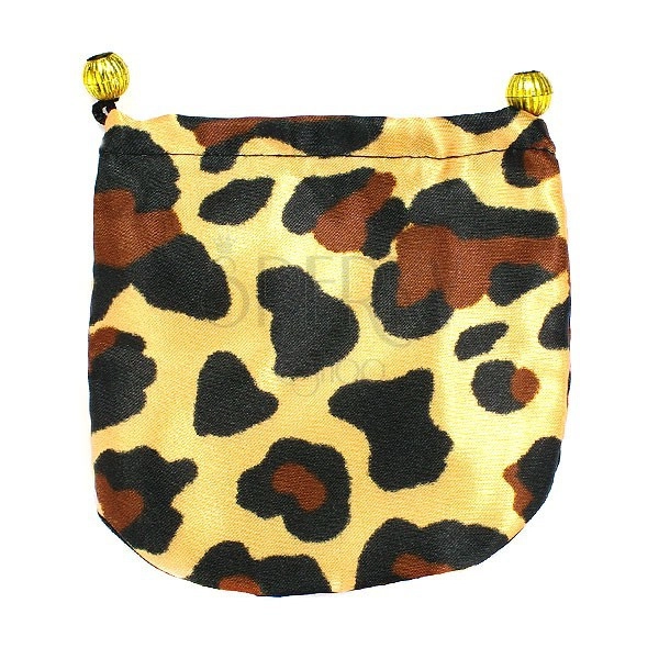 Satin drawstring gift bag - leopard pattern