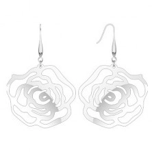 Steel earrings - large rose dangle