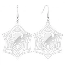Dangle earrings - spider in a web