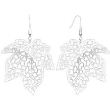 Earrings made of 316L steel in silver colour - cut maple leaf