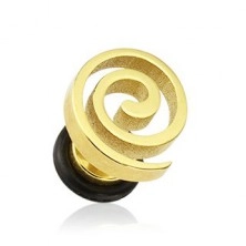 Fake ear plug - spiral in gold colour
