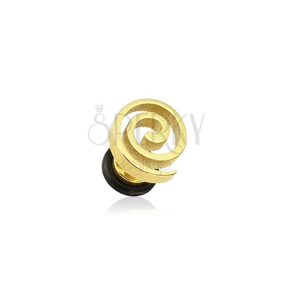 Fake ear plug - spiral in gold colour