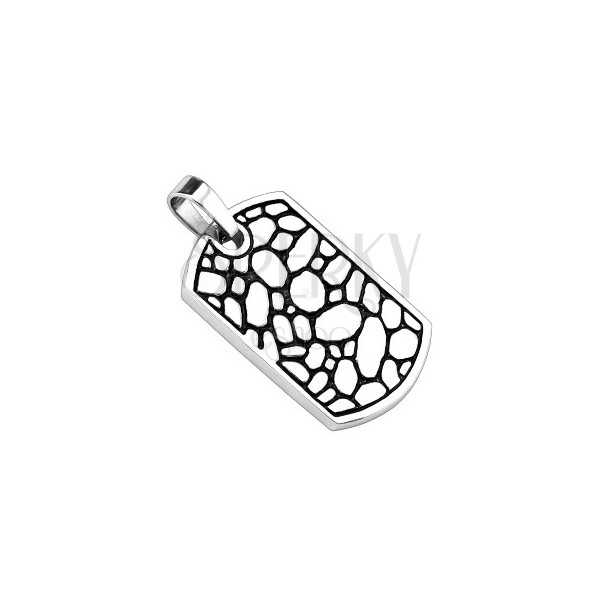 Tag pendant - stainless steel, pebbles pattern
