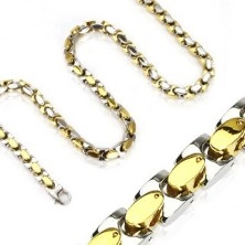 Steel chain necklace - silver and golden ovals