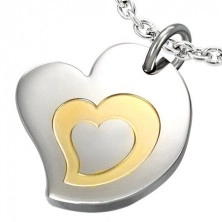 Two-colour pendant made of surgical steel, motif - triple heart