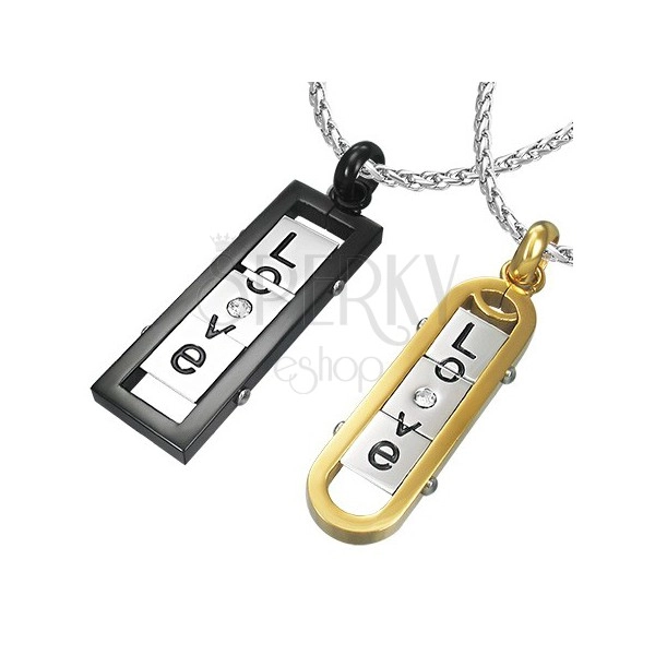 Pendants for lovers - rotating links with letters in frame