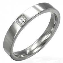 Shiny wedding ring - round zircon in square 