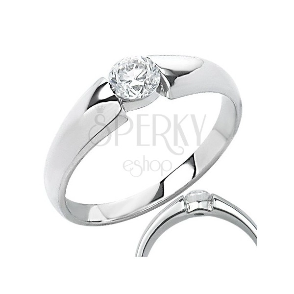 Engagement ring - classic design, round embedded zircon