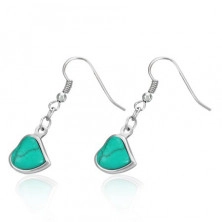 Turquoise hearts - dangling steel earrings, hooks