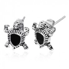 Steel earrings - small sea turtle, black glaze