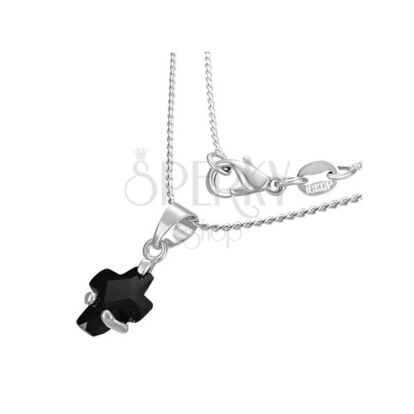 Fashion necklace - black zirconic cross