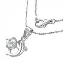 Fashion necklace - jumping dolphin, zircon