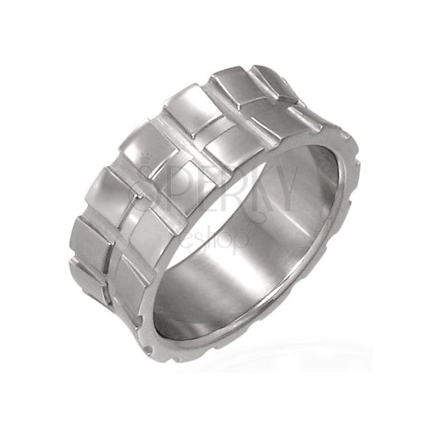 Stainless steel ring with small squares