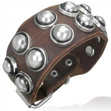Synthetic leather bracelet - round studs in channel setting