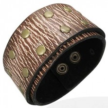 Leather bracelet - brown structure, studs