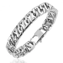 Steel bracelet - flat links in Z-letter shape
