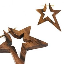 Wooden plug - stars, pair