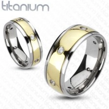 Titan ring with zircons, two colour