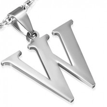 Stainless steel pendant - letter "W"
