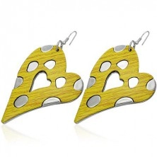 Asymmetric heart earrings - yellow