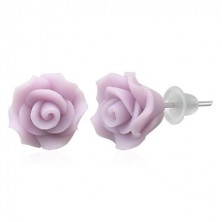 Fimo earrings - light purple 3D rose