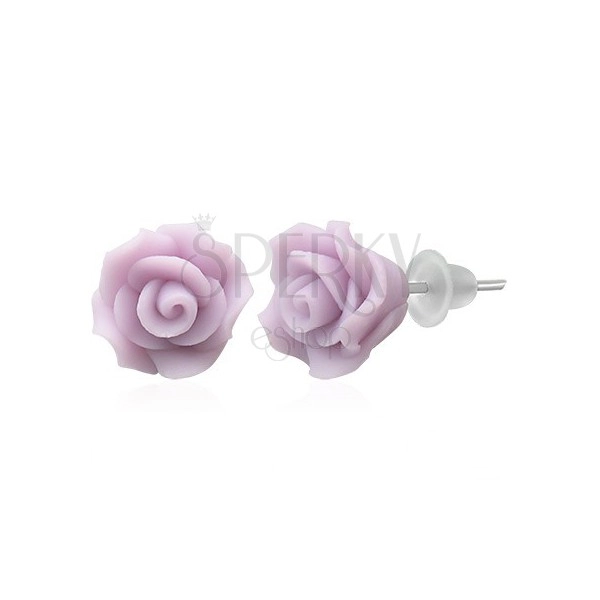 Fimo earrings - light purple 3D rose
