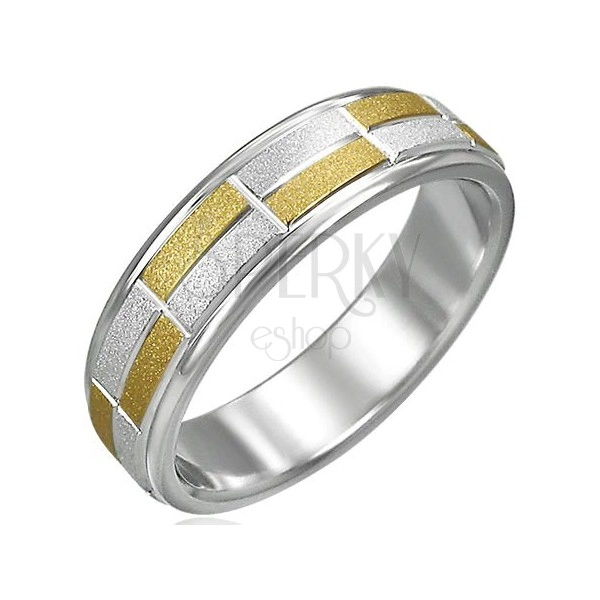 Two-tone ring with small sanded rectangles