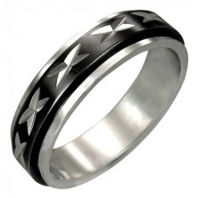 Spinner stainless steel ring with black middle part