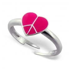 925 sterling silver ring - pink Peace heart