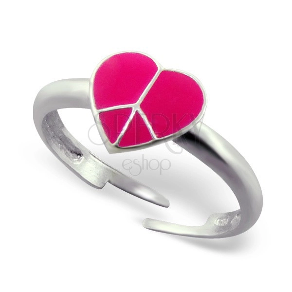 925 sterling silver ring - pink Peace heart