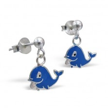 Silver earrings 925 earrings - cheerful whale, dangling