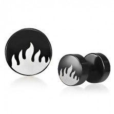 Fake plug - silver flames, pair