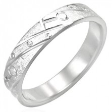 Stainless steel ring - matt with engraved pattern