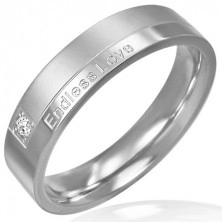 Stainless steel ring - modern design, romantic inscription