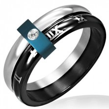Steel ring - double with Roman Numerals
