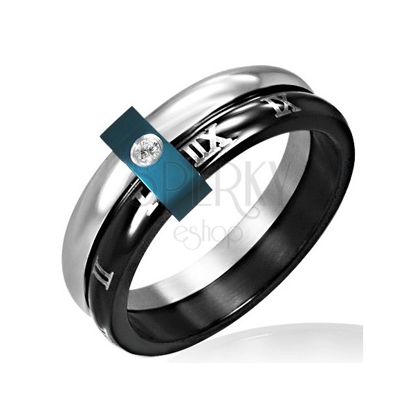 Steel ring - double with Roman Numerals