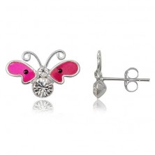 Silver earrings 925 - butterfly with zircon