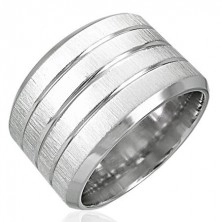 Man's ring made of surgical steel, four matt stripes