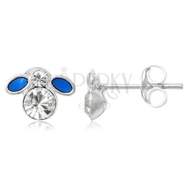 Silver 925 earrings - small  blue drosophila with zircon
