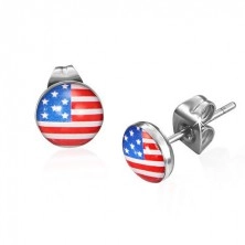 Round stud steel earrings - American flag