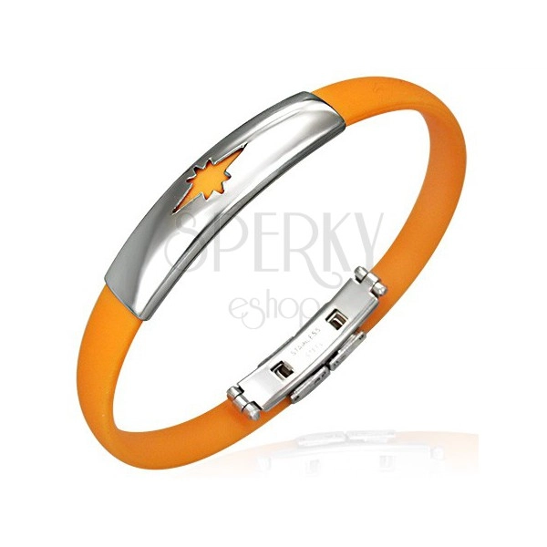 Caoutchouc bracelet - star pattern, orange