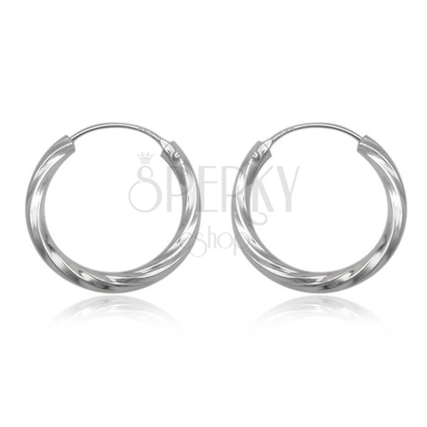 Sterling silver twisted hoops 925, 20 mm