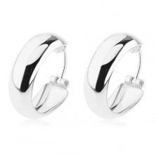Silver 925 earrings - circles in shiny colour, smooth, 16 mm